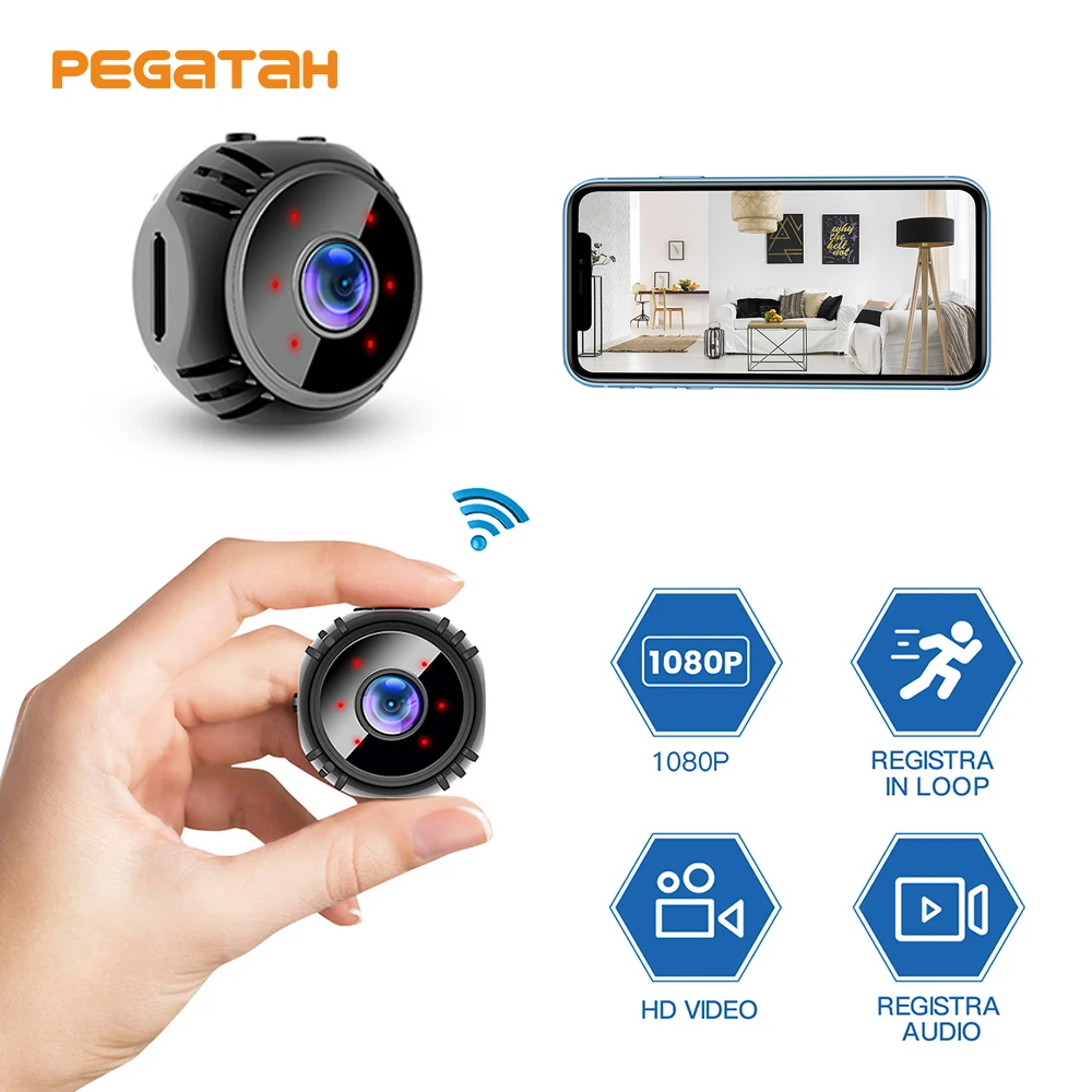 

Беспроводная мини-камера 1080P с Wi-Fi и функцией ночного видения