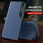 Умный флип-чехол из искусственной кожи с окошком для samsung a02 a 02 02a 6,5 дюйма, чехол-книжка с магнитным держателем