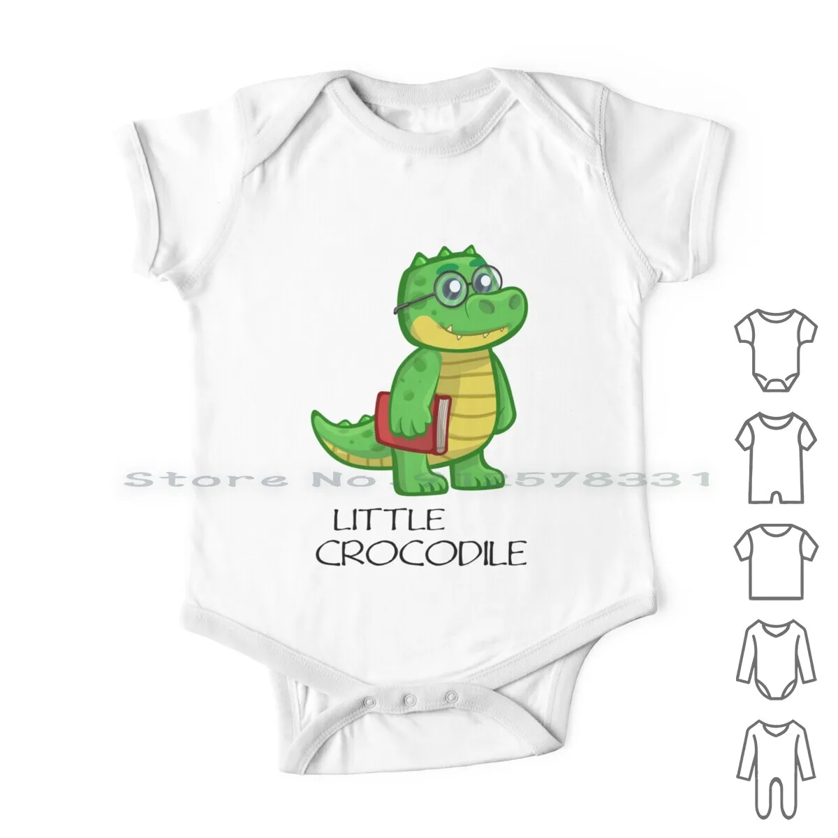 

Детский хлопковый комбинезон, с длинным рукавом и принтом крокодила