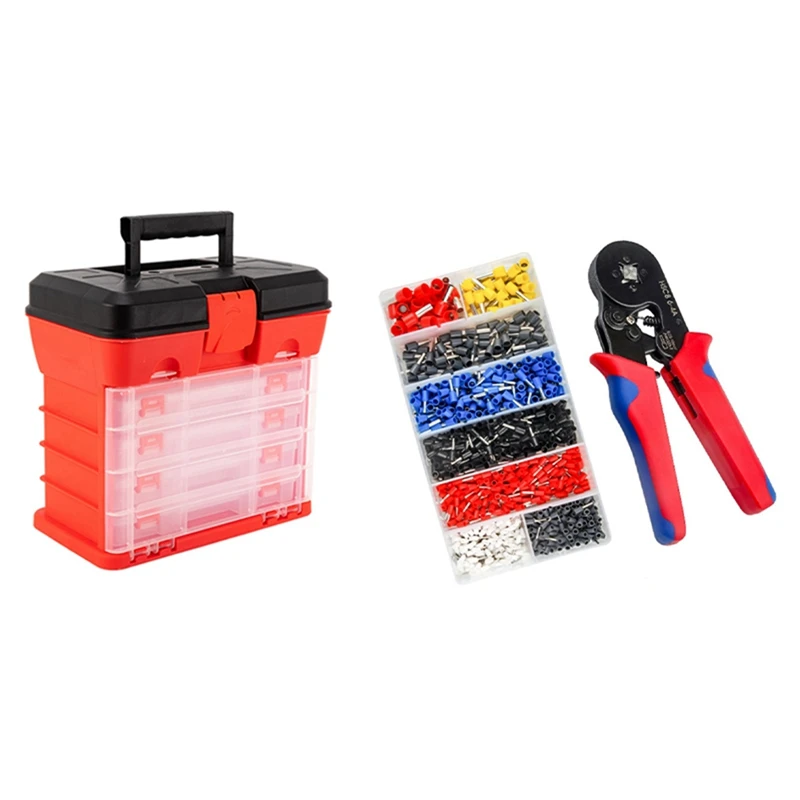 

1x Fishing Tool Box Multi-Layer Bait & 1200 Pcs/Box HSC8 6-4 Crimping Pliers Stripping Cutting Plier Tube Terminal