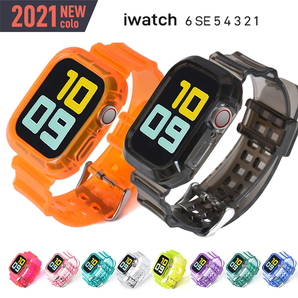 

Strap+Glass+Case for Apple Watch Band 44mm 40mm iWatch band 42mm 38mm silicone bumper+bracelet for apple watch series 4 3 5 SE 6