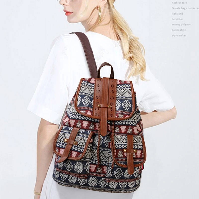 Fashionable New Ladies Backpack Canvas Printing Casual Student Travel Bag Small | Багаж и сумки