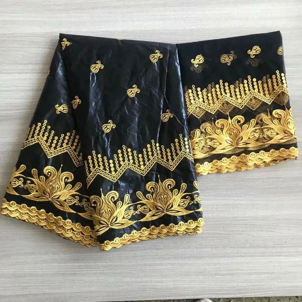 

Royal Blue Party Set African Jacquard Bazin Lace Fabric Matching With 2Y Tulle Net Lace Material IKBN131