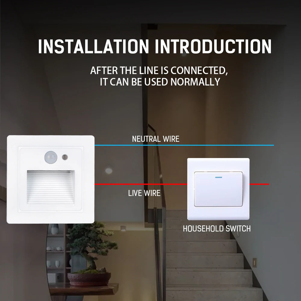 

Led Step Stair Lights Motion Sensor Indoor Outdoor Footlight Recessed Corner wall Lamp exterior garden light Stair Wall Lamps