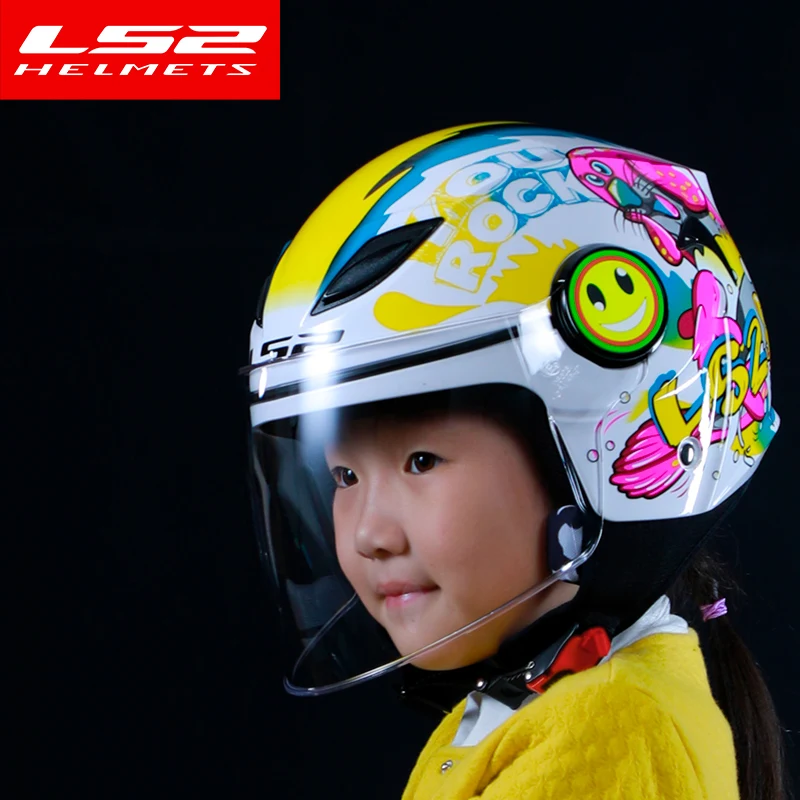 

LS2 детский мотоциклетный шлем, велосипедные детские шлемы с открытым лицом 3/4, летние шлемы для скутера LS2 OF602