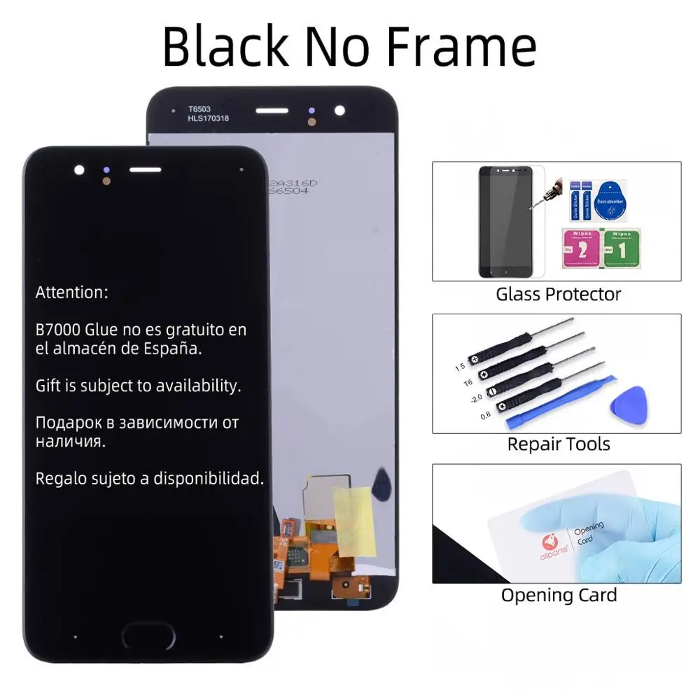 Black No Frame Дисплей дл XIAOMI Mi6 LCD в сборе с тачскрином на рамке 5.15'' черный белый - Цвет: Black No Frame