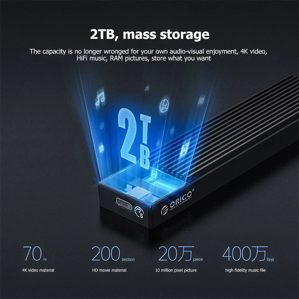 ORICO Type-C M.2 NVME SSD Enclosure USB 3.1 10Gbps/5Gbps Solid State Disk Box Case Caddy Support 2230 2242 2260 2280 | Компьютеры и