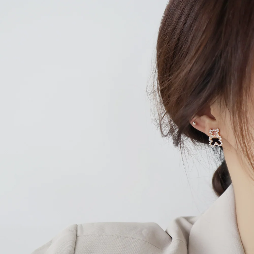 

Cute Little Bear Earrings For Women Japan Korean Fashion Jewelry Accessories Wholesale S925 Pin High Quality