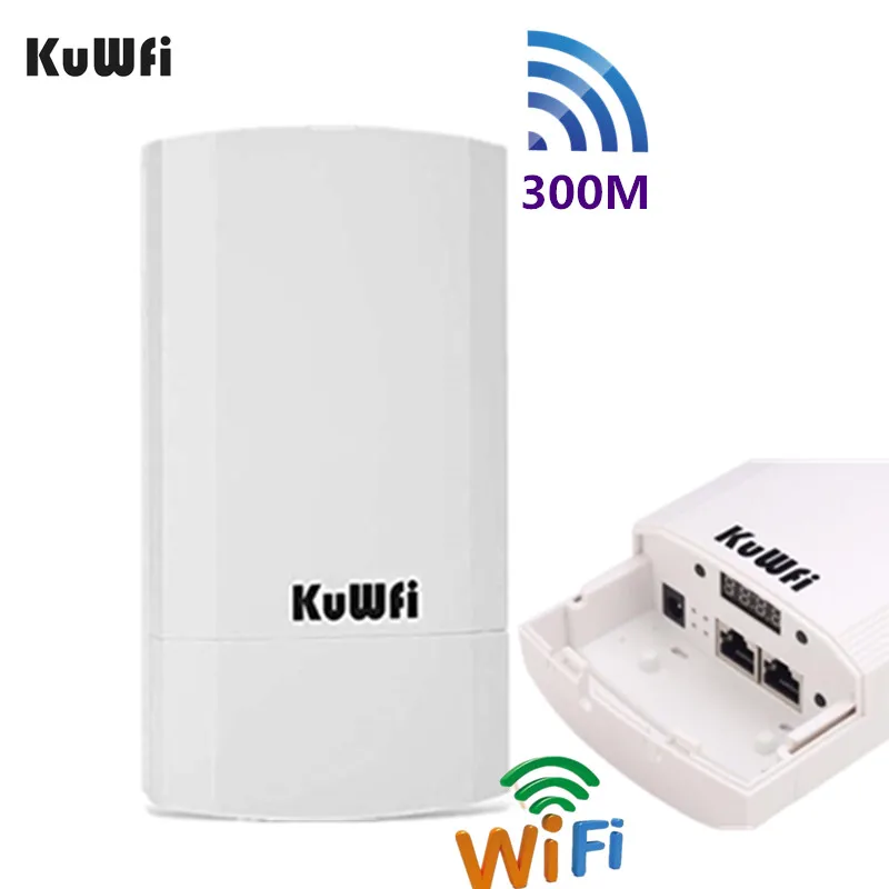 

KuWFi Открытый Wi-Fi маршрутизатор 300Mbps Беспроводной ретранслятор/Wi-Fi мост большой диапазон один 2,4 ГГц 1 км Открытый CPE AP мост 24 В POE LAN & WAN
