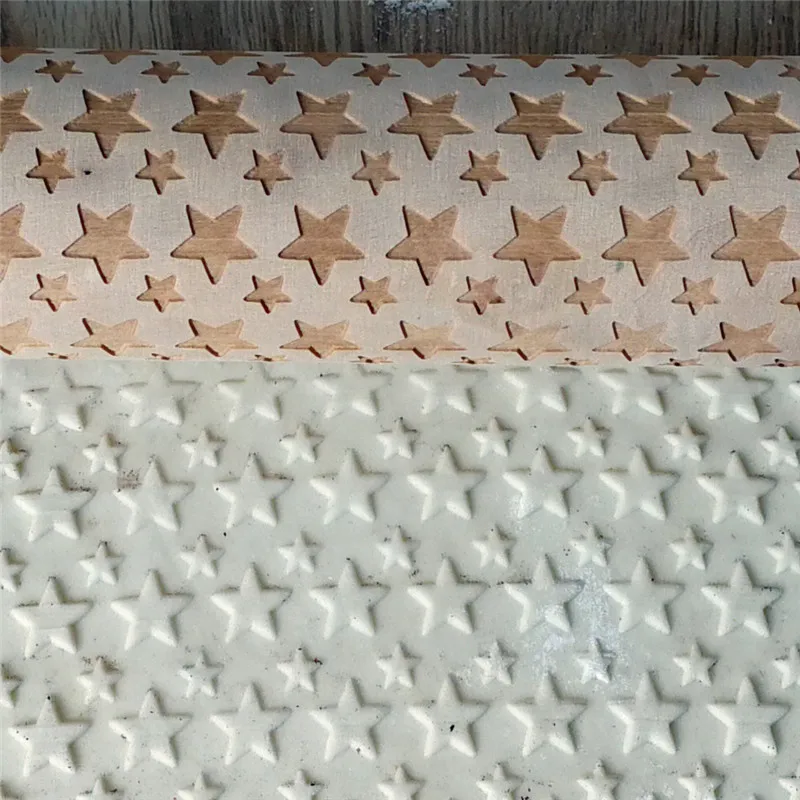 Рождественские деревянные рельефные Скалки выгравированы роллер звезда собака