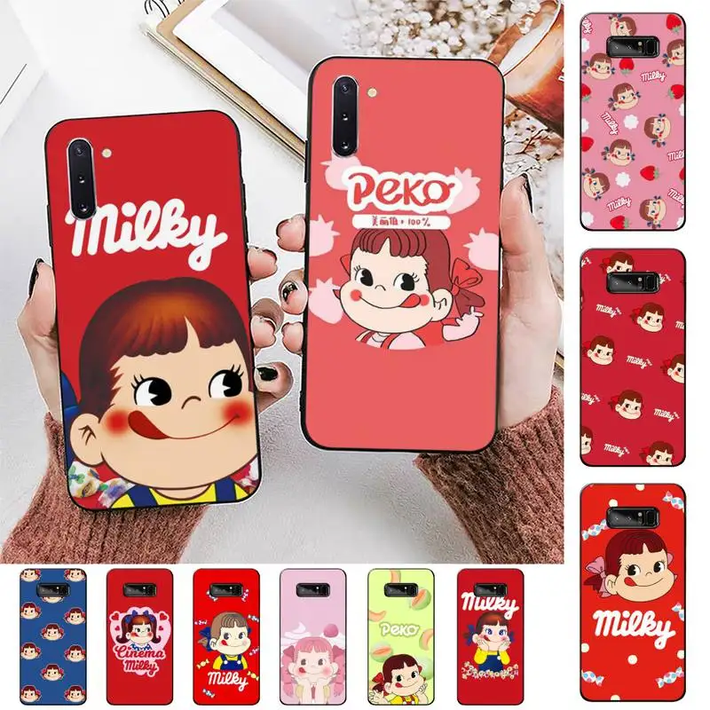 

FHNBLJ Cartoon Fujiya Peko Milky Phone Case for Samsung Note 5 7 8 9 10 20 pro plus lite ultra A21 12 72