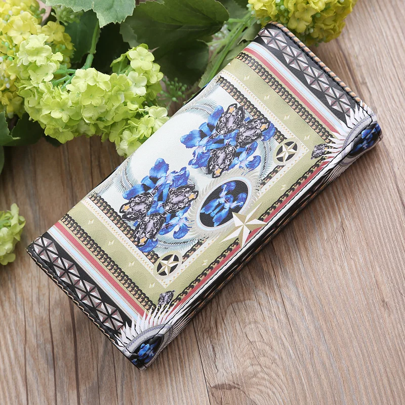 

Moda multifuncional carteira feminina impresso a cores de telefone mvel multi-camada feminina