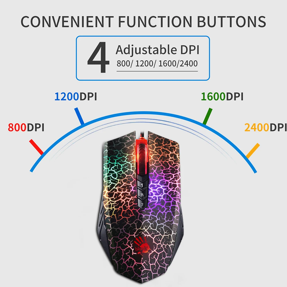 USB оптическая игровая мышь для кровавого A70 A90 4000DPI цветная Антибликовая Проводная