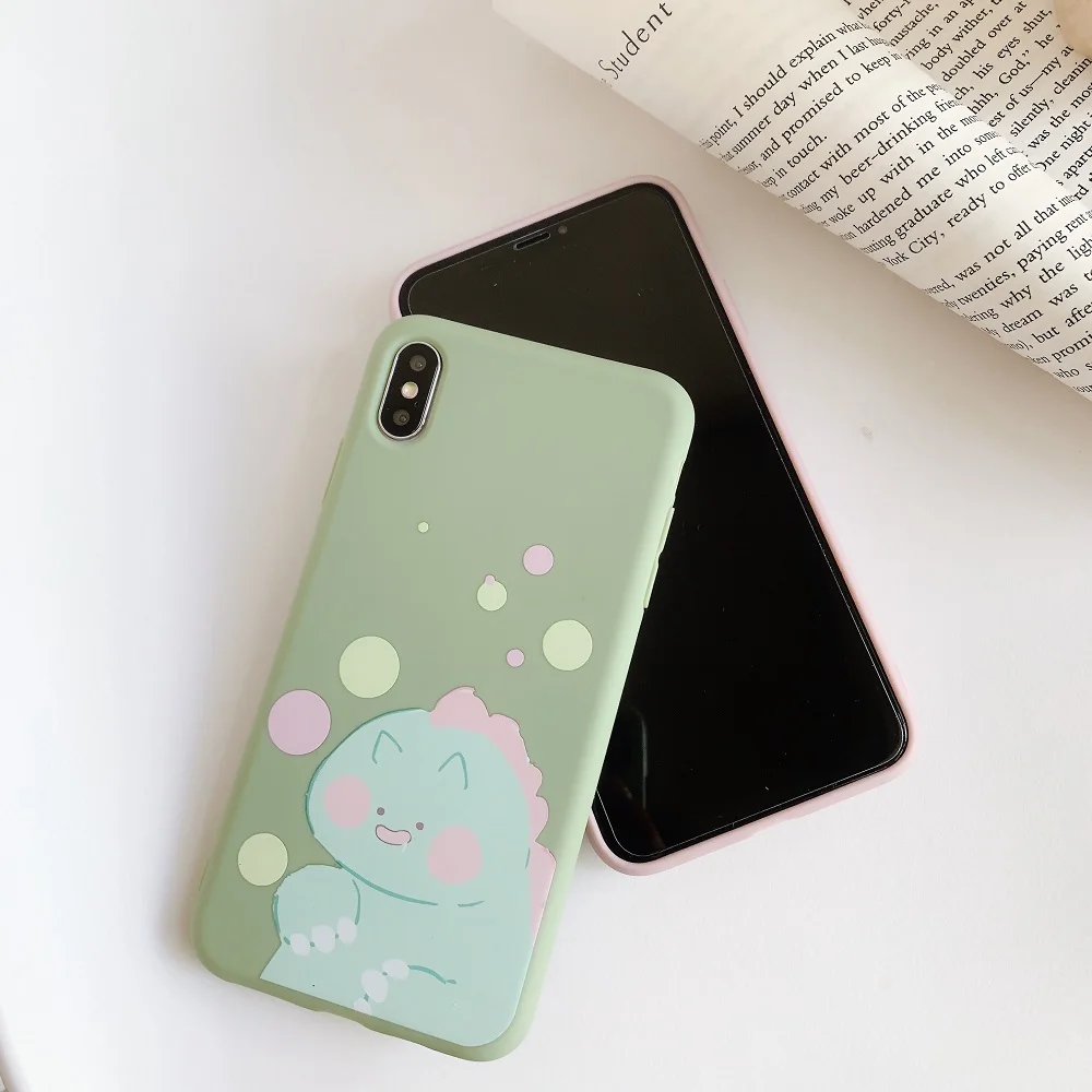 Cute Dinosaur Phone Case For OPPO R9 R9s R11 R11s R15 R17 A5 A57 A83 A9 F11 K1 RENO Cover Soft Silicon Thin Pattern Pink | Мобильные