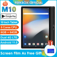 2022 perkbox m10 tablet 10 inch octa core android 11 0 6gb ram 64gb rom 1280x800 hd screen dual cameras 4g lte wifi gps 6000mah