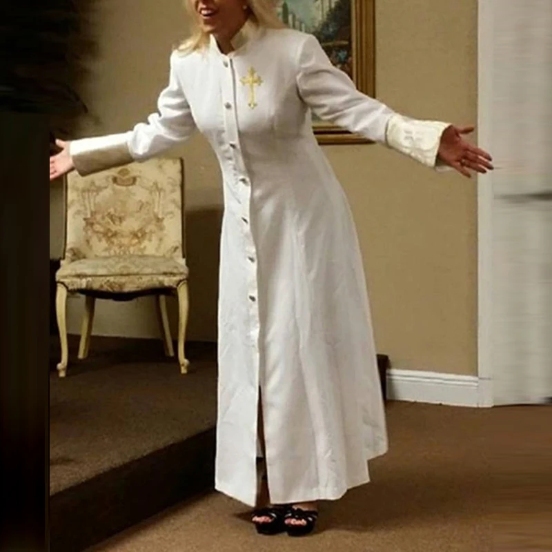 

2021 Vintage Priest Clergy Apparel Clothing Women Clergy Long Coat Long Sleeve Church Dress Cosplay Costumes for Halloween