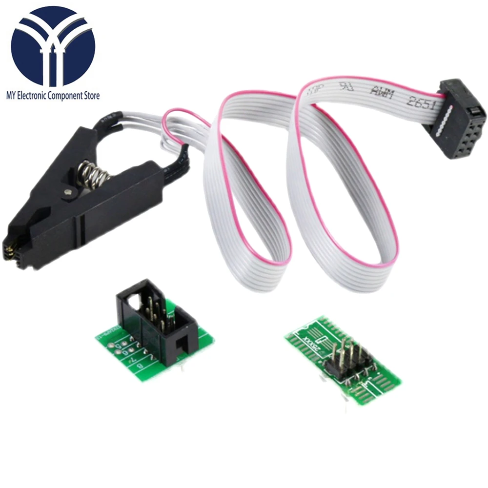 SOIC8 SOP8 Test Clip update version For EEPROM 93CXX / 25CXX 24CXX in-circuit programming+2 adapters | Электронные компоненты и