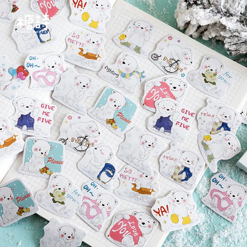45 шт Kawaii Polar Bear декоративные наклейки милые канцелярские Наклейки японские для