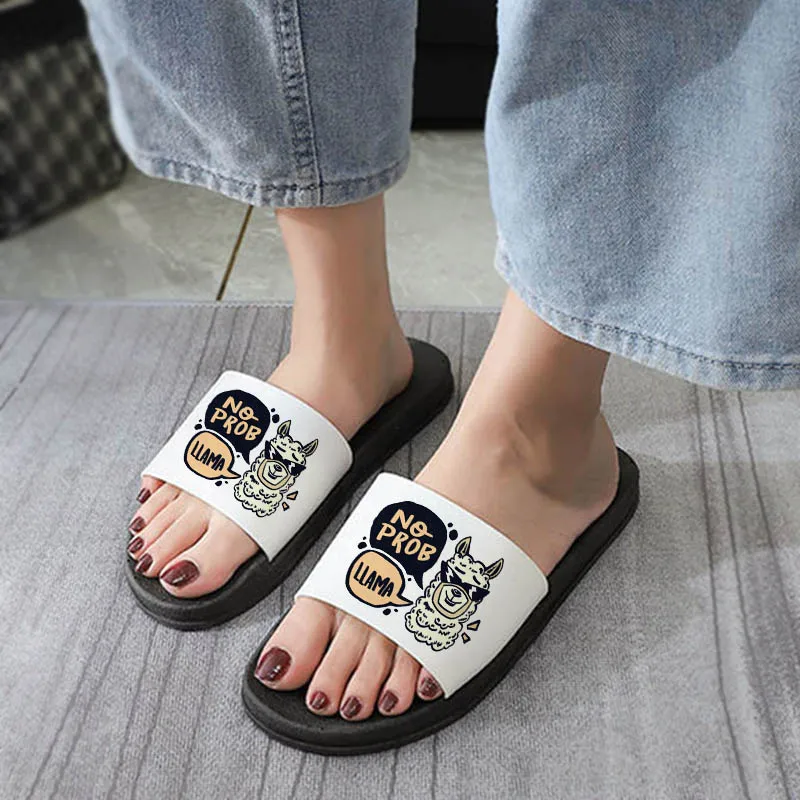 

Kawaii Alpaca Slippers Girls Cartoon Slippers Beach Slippers Open Toe Indoor Home Women Slides Bathroom Slippers Mujer