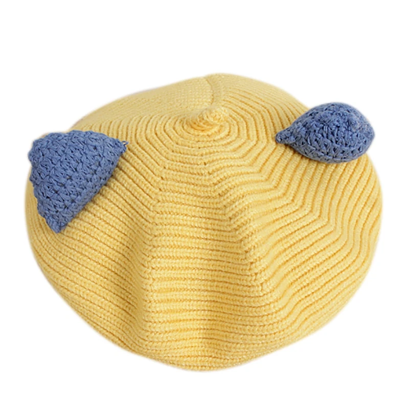 

Antumn Winter Children Cartoon Three-Dimensional Ear Hat Korean Version Cute Boys And Girls Beret Fashion Knitted Wool Hat