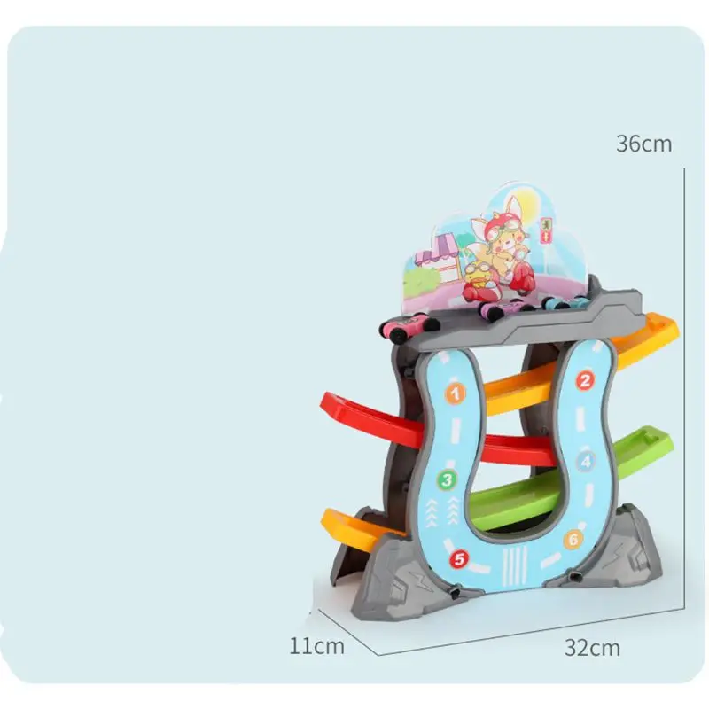 

Toddler Toys For 1 2 Year Old Boy And Girl Gifts Wooden Race Track Car Ramp Racer With 4 Mini Cars