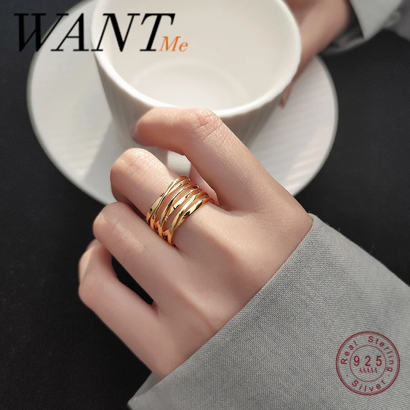 Женское кольцо WANTME в минималистическом стиле элегантное широкое Открытое из