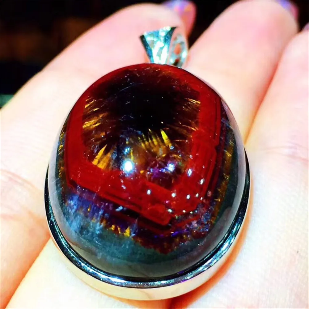 

Top Natural Auralite 23 Gold Rutilated Pendant For Woman Man Silver Canada Energy Crystal 28x22x12mm Beads Oval Gemstone AAAAA