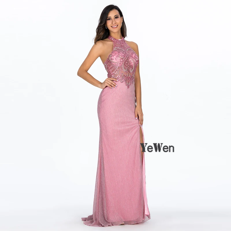 2020 вечерние платья длинные женские сексуальные с высоким разрезом без спинки