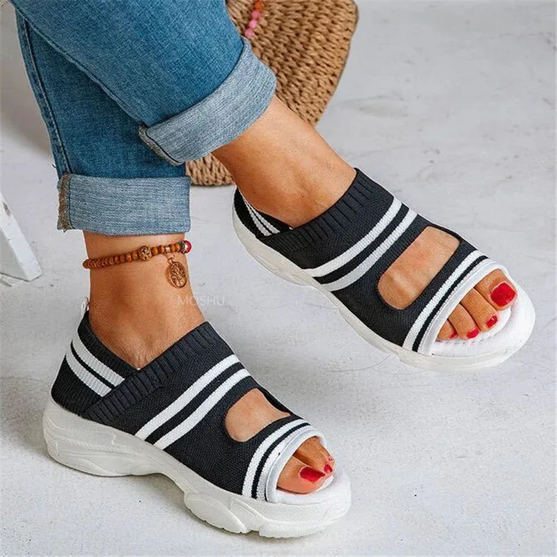 Summer Platform Sandals Women Open Toe Wedges Shoes Knitting Woman Lightweight Casual Big Size Zapatos De Mujer | Обувь