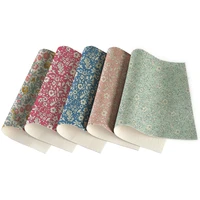 5pcs shivering floral printed lychee pattern faux synthetic leather for diy handmade materials leatherette fabric3022