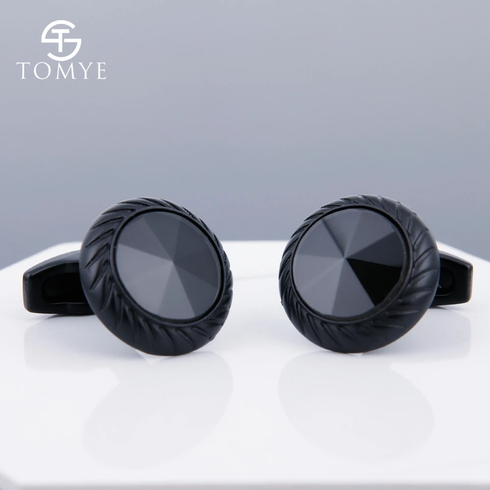 XK19S095 TOMYE мужские запонки нежные круглые матовые черные высококачественные простые Запонки запонки на заказ XK19S093 - Окраска металла: XK19S095