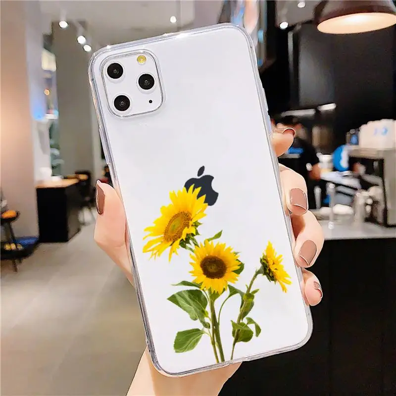 

sunflower Luxury Unique Design Phone Case Transparent soft For iphone 5 5s 5c se 6 6s 7 8 11 12 plus mini x xs xr pro max