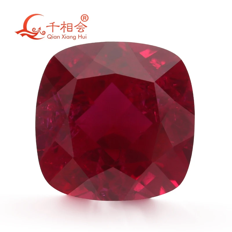 

artificial ruby 8# dark red color cushion shape natural cut including minor cracks and inclusions corundum loose gem stone