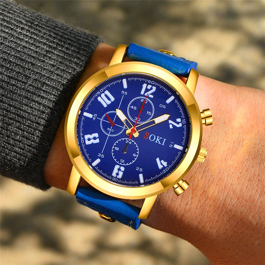 Часы наручные SOKI Мужские кварцевые люксовые Брендовые спортивные модные с