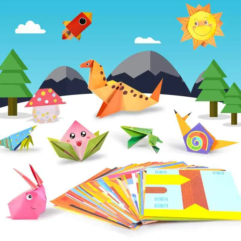 54pcs/set Cartoon Pattern Home Origami Kingergarden Art Craft DIY Educational Toy Paper Double Sided Creativity Toys for Kids images - 1