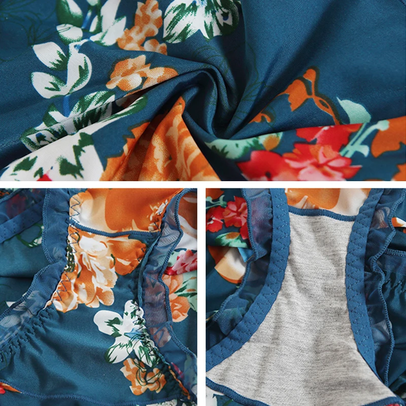 

Women's Panties Large Sizes with Print Milk Silk Sexy Lace Flower Ruffle Bow Fashion Underwear Women Plus Size Cute Panties