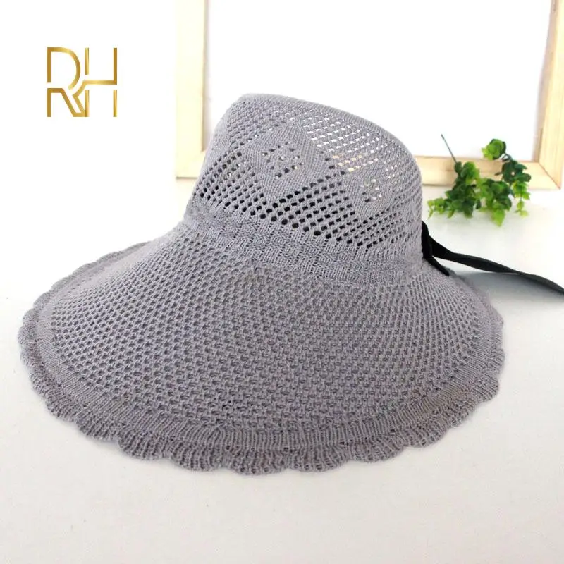 Шляпа женская Соломенная с козырьком Солнцезащитная пляжная шапка широкими