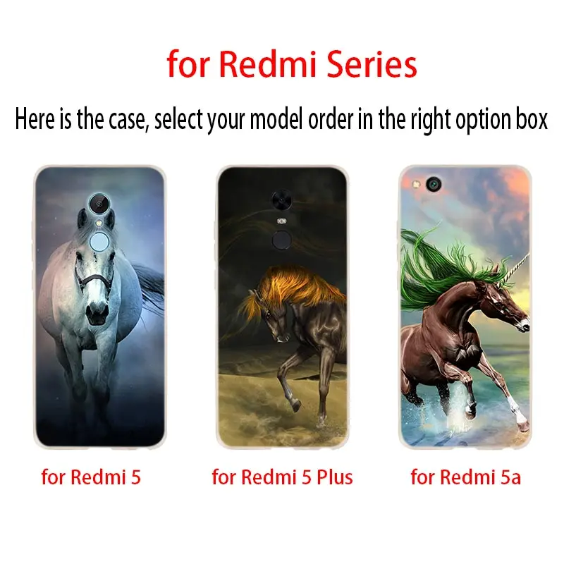 Soft Case Cover For Xiaomi Redmi 10a 9a 8a 7a 6a 5a 5Plus 9at 6 K50 Pro Y3 Bag 171FF cute Horse | Mobile Phone Cases & Covers