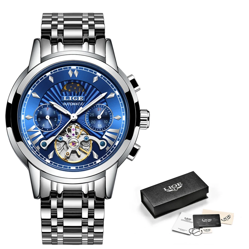 Montre Homme 2019 LIGE мужские s часы Топ люксовый бренд мода Tourbillon автоматические