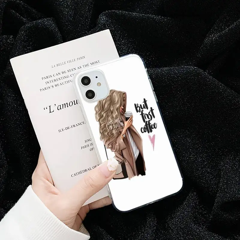 

Women Fashion girl lady shell Phone Case Transparent soft For iphone 5 5s 5c se 6 6s 7 8 11 12 plus mini x xs xr pro max