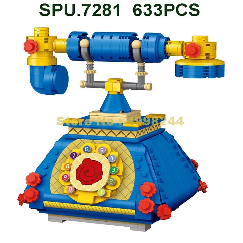1124 633 шт. Ретро винтажный телефон Алмазный Мини-конструктор игрушка | Игрушки и