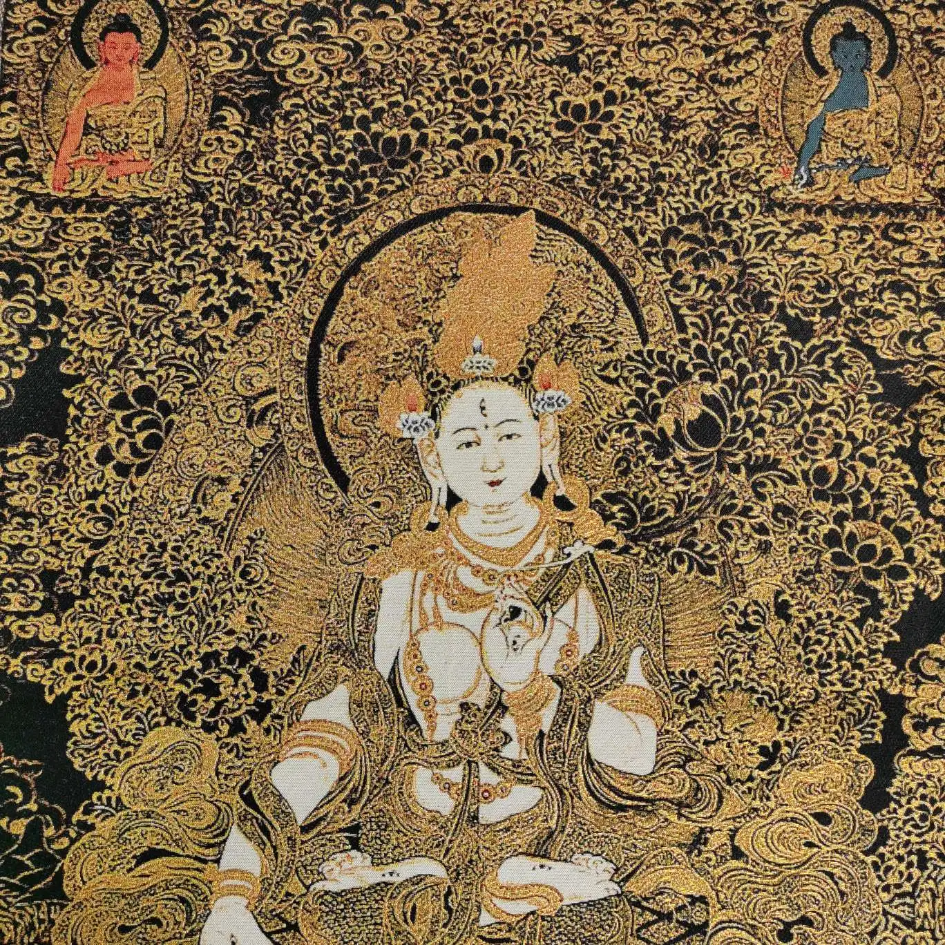 36 &quotтибетский с тканевым верхом вышитыми шелк Буддизм Белая Тара Гуань Инь Tangka