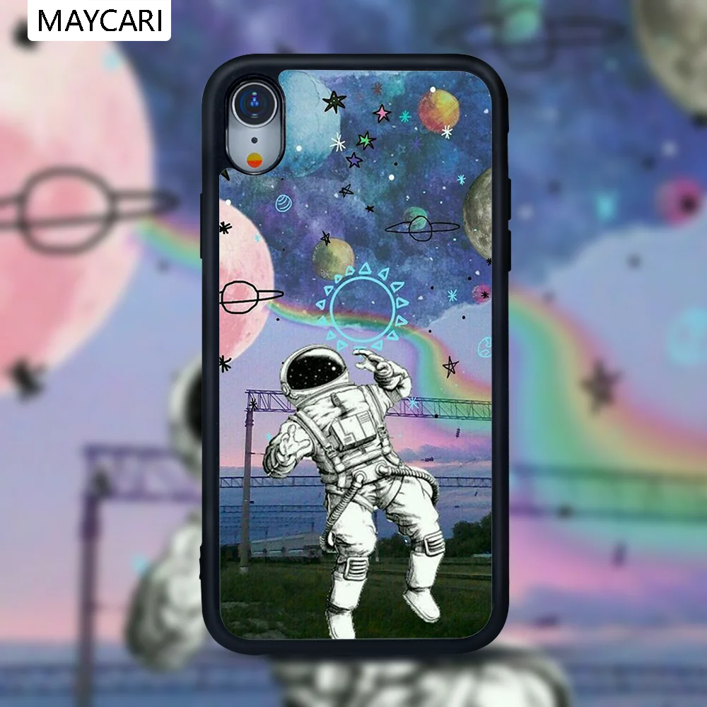 2D ТПУ Пластиковый Чехол для телефона Забавный астронавт iPhone 11 XR алюминиевые