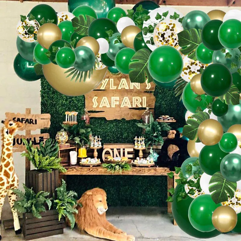 

152 Pieces Jungle Party Balloon Arch Garland Kit Green Dinosaur Birthday Safari Animal Decoration Baby Shower