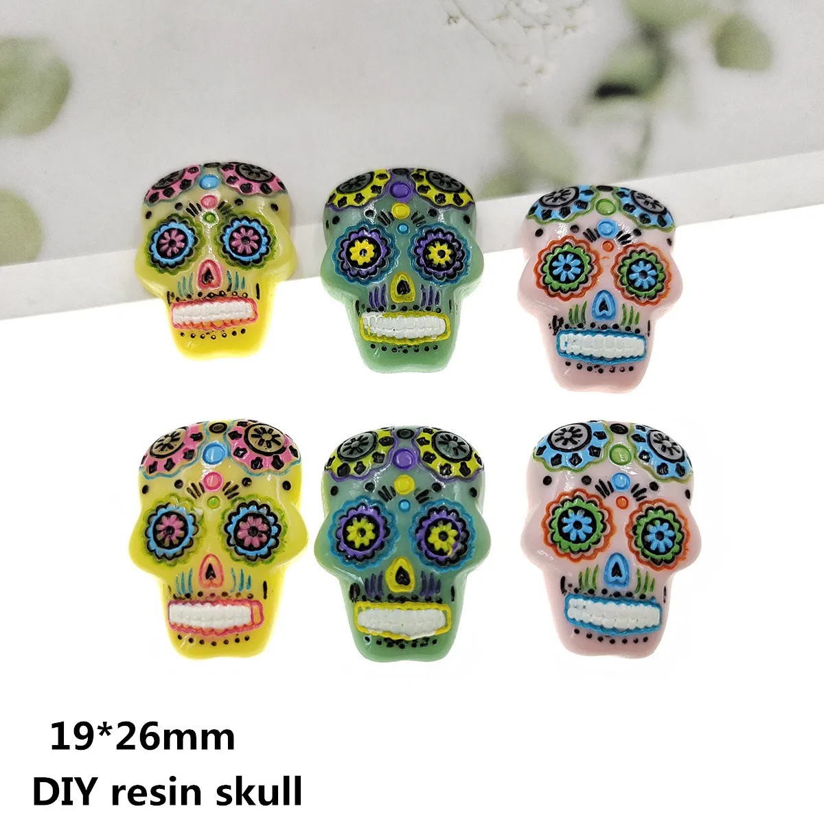 

10pcs/lot DIY flat back handmade colorful resin skull charm fashion jewellery charm pendant