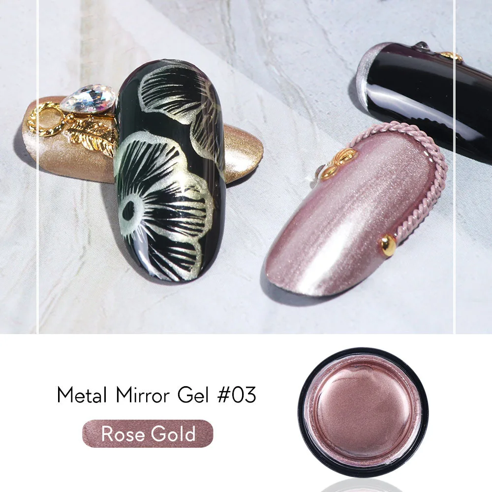 

6ml Mirror Metal Varnish Gel Nail Polish Hook Line Color Glue Rose Gold Silver Nail Polish UV Gel Lacquer Manicure Art Design