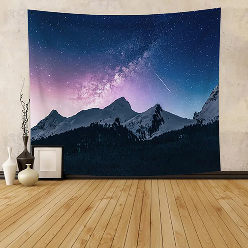 

Aurora starry sky Tapestry Wall Hanging Background Cloth mountains Tapestries Psychedelic Wall Carpet Camping Tent Travel Mattre