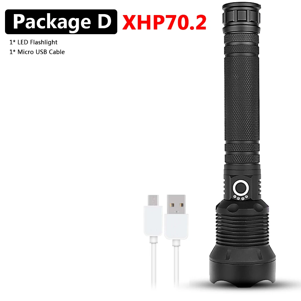 Package D Xlamp XHP90 XHP70.2 светодиодный фонарик, супер мощный фонарь, USB XHP50, фонарь с зумом, 18650, 26650, перезаряжаемый аккумулятор - Испускаемый цвет: Package D