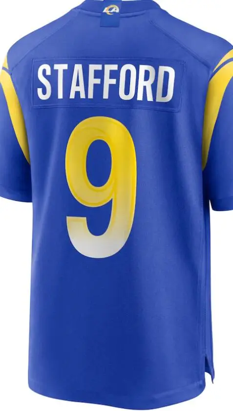 

Customized Stitch For Matthew Stafford Eric Dickerson Marshall Faulk Men Women Kid Youth White Blue Cream Color Football Jersey