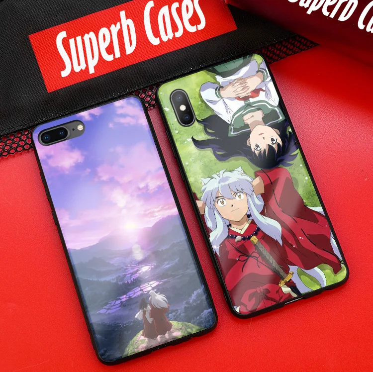 Силиконовый стеклянный чехол для телефона InuYasha Anime Sesshomaru Kagome iPhone SE 6s 7 8 Plus X XR XS 11 Pro